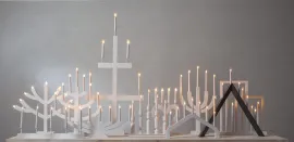 Koka svečturis ar rāmjiem balts 15W 45x51cm Frame 644-03