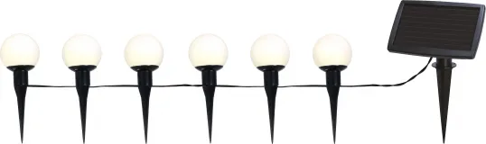 LED āra gaismekļi/virtene uz saules baterijām 6 LED 0,38W 500x9cm Globus 477-57