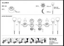 LED āra gaismeklis uz saules baterijām sudraba 1W 12x45cm Glory 480-42