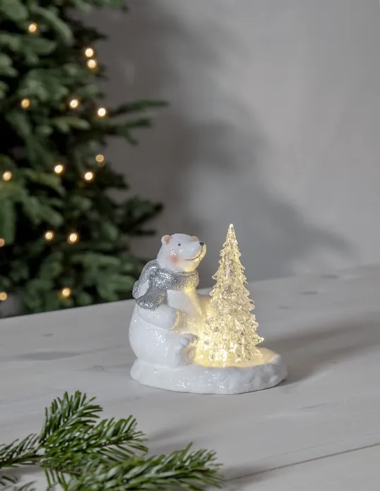 LED Ziemassvētku gaismas dekors - balts lācis uz baterijām 0,03W 14x14cm Polare 992-62